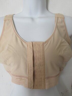 Marena Original Recovery Bra 36D 36E Front Closure Beige Tan Post Surgery